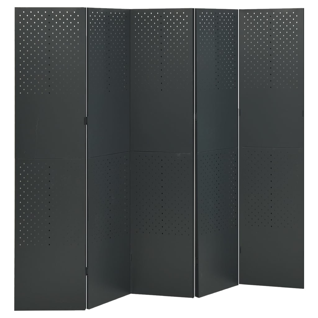 5-panels rumdeler 2 stk. 200x180 cm stål antracitgrå