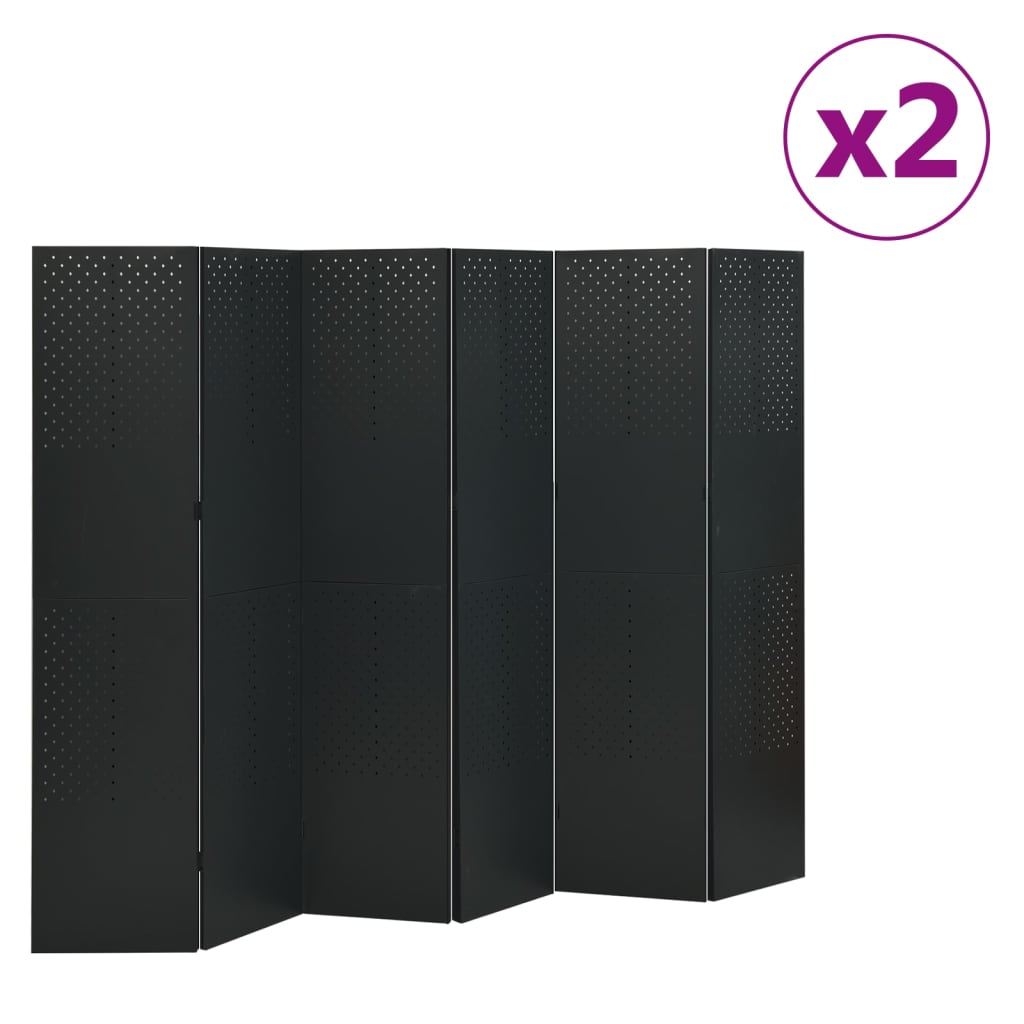 6-panels rumdelere 2 stk. 240x180 cm stål sort
