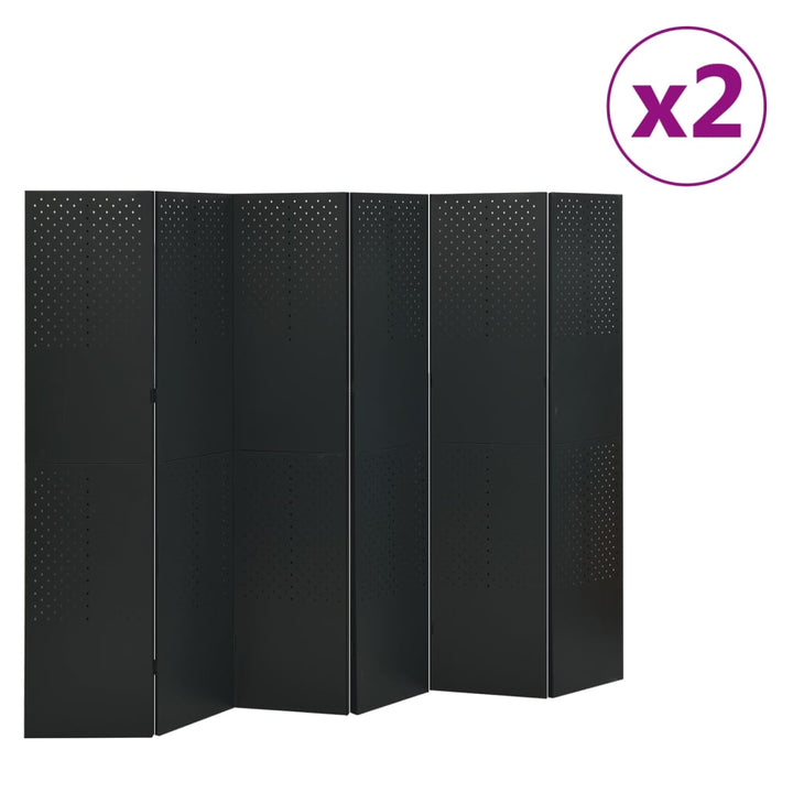 6-panels rumdelere 2 stk. 240x180 cm stål sort