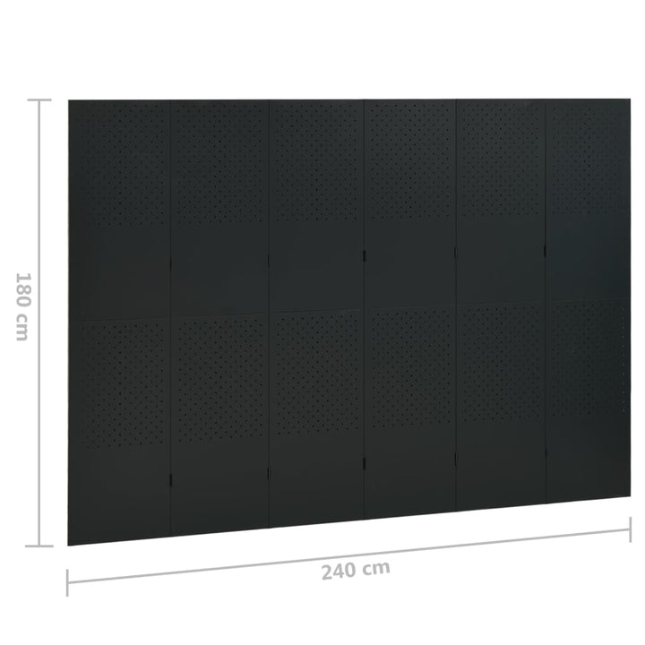 6-panels rumdelere 2 stk. 240x180 cm stål sort