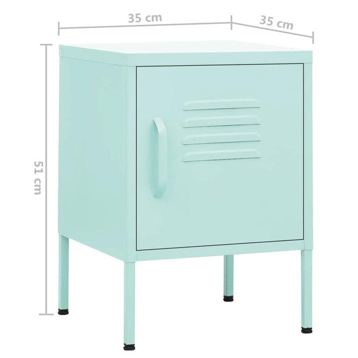 natborde 2 stk. 35x35x51 cm stål mintgrøn