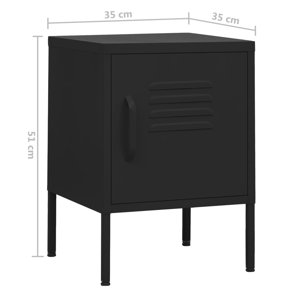 natborde 2 stk. 35x35x51 cm stål sort