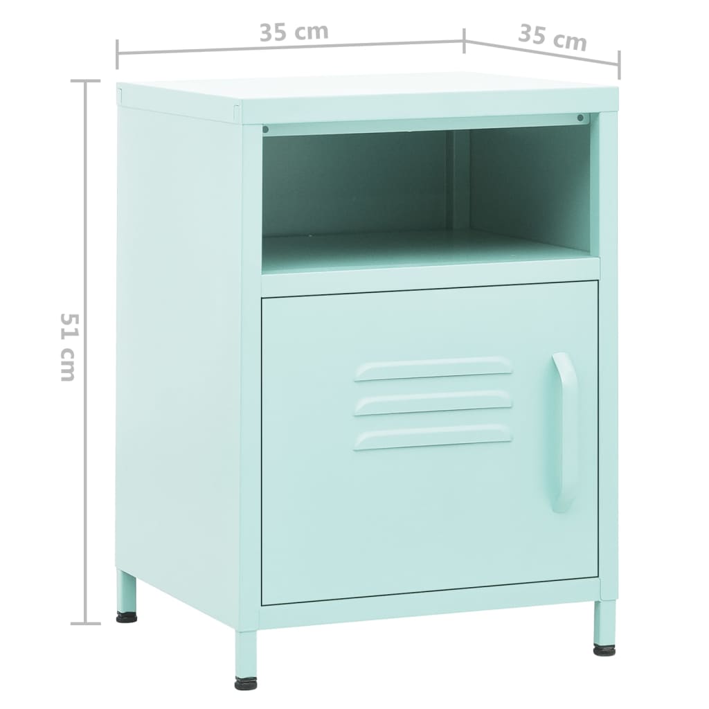 natborde 2 stk. 35x35x51 cm stål mintgrøn