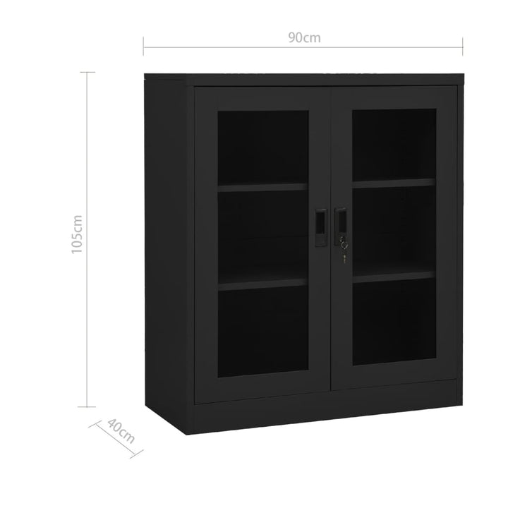 kontorskab med plantekasse 90x40x128 cm stål antracitgrå