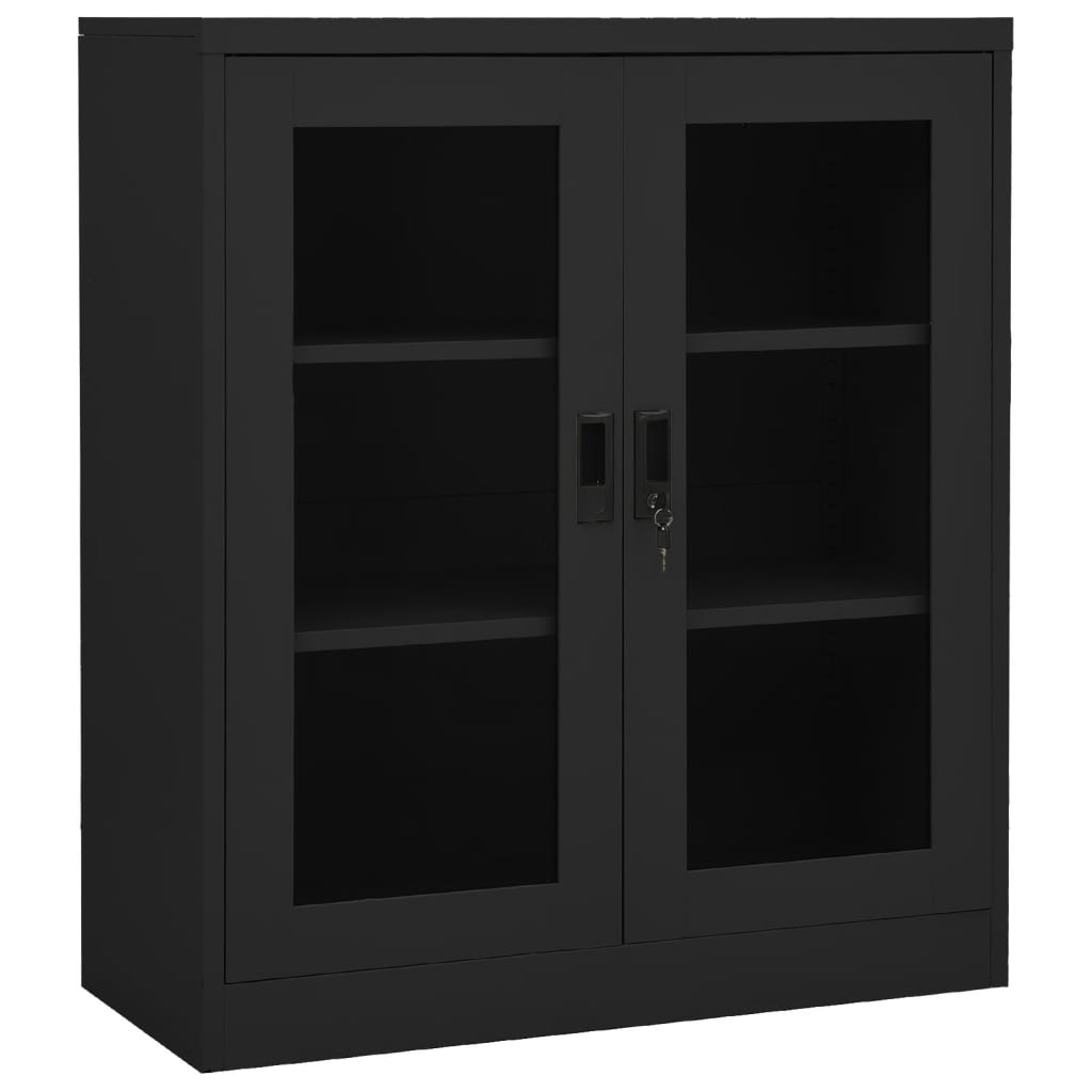 kontorskab med plantekasse 90x40x128 cm stål antracitgrå
