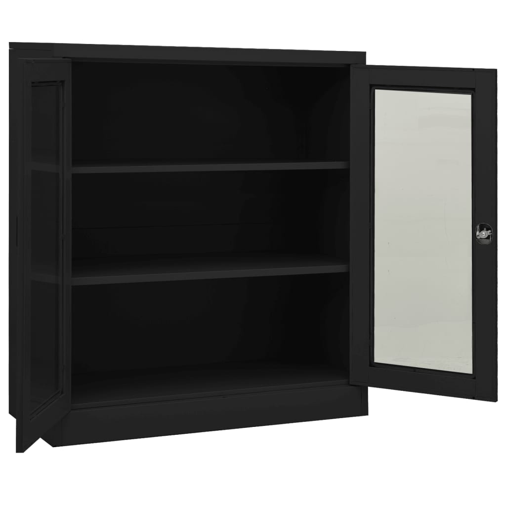 kontorskab med plantekasse 90x40x128 cm stål antracitgrå