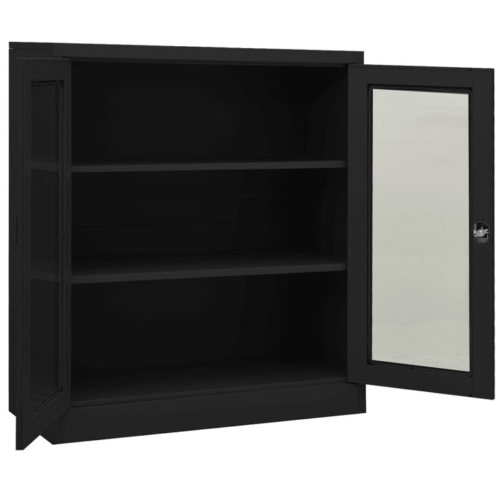 kontorskab med plantekasse 90x40x128 cm stål antracitgrå