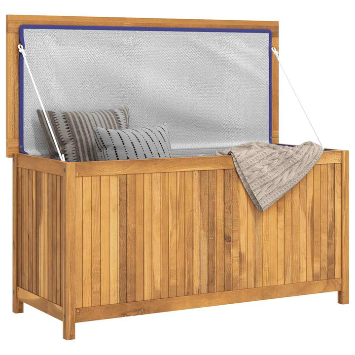 opbevaringsboks til haven 114x50x58 cm massivt teaktræ
