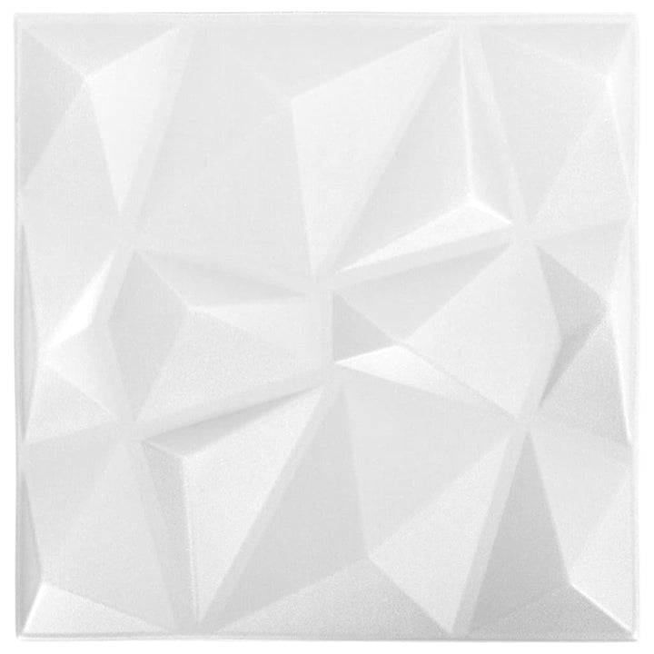 3D-vægpaneler 48 stk. 50x50 cm 12 m² diamant hvid