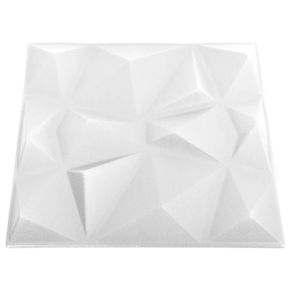 3D-vægpaneler 48 stk. 50x50 cm 12 m² diamant hvid