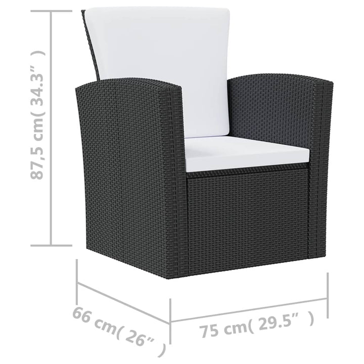 loungesæt til haven 8 dele med hynder polyrattan sort