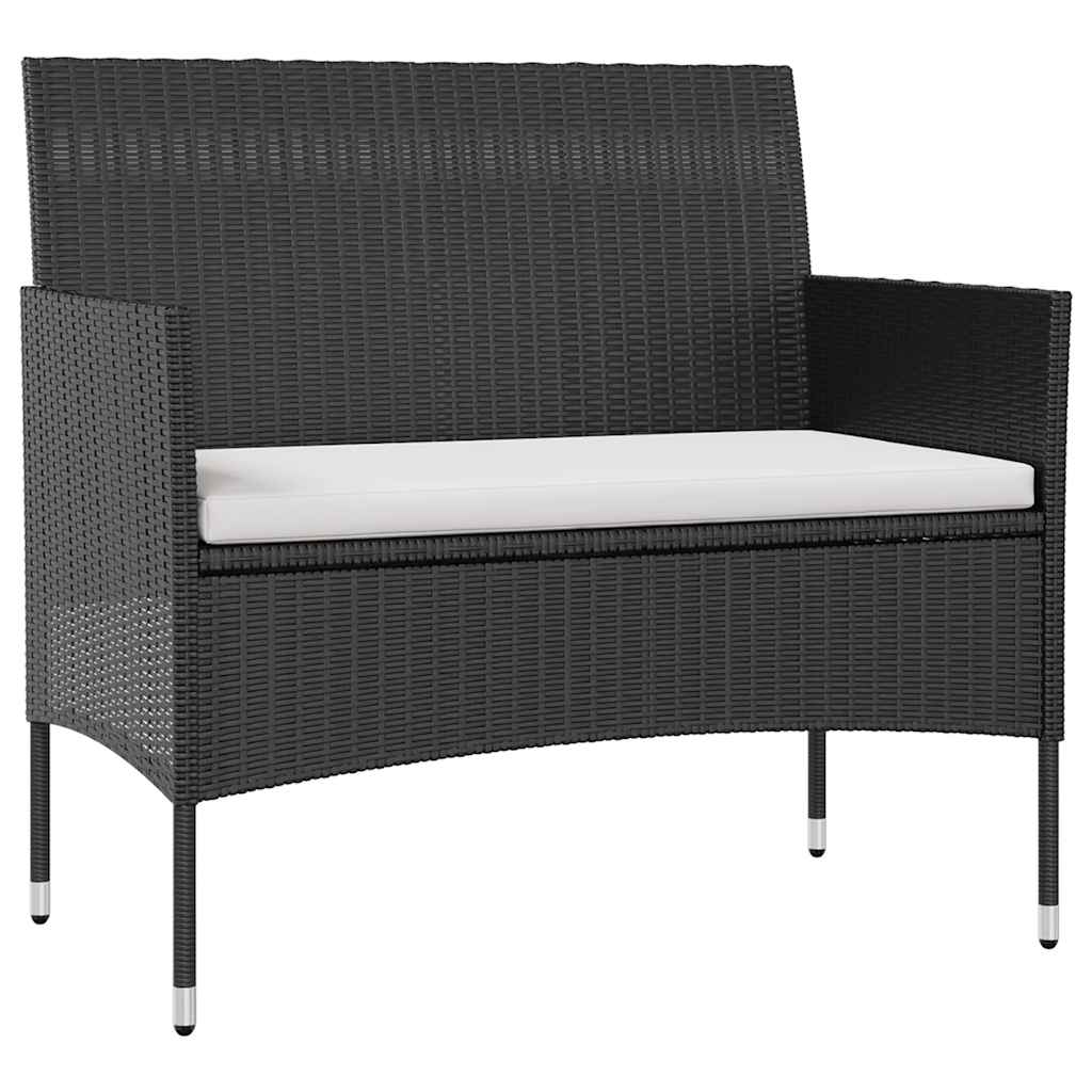 loungesæt til haven 8 dele med hynder polyrattan sort