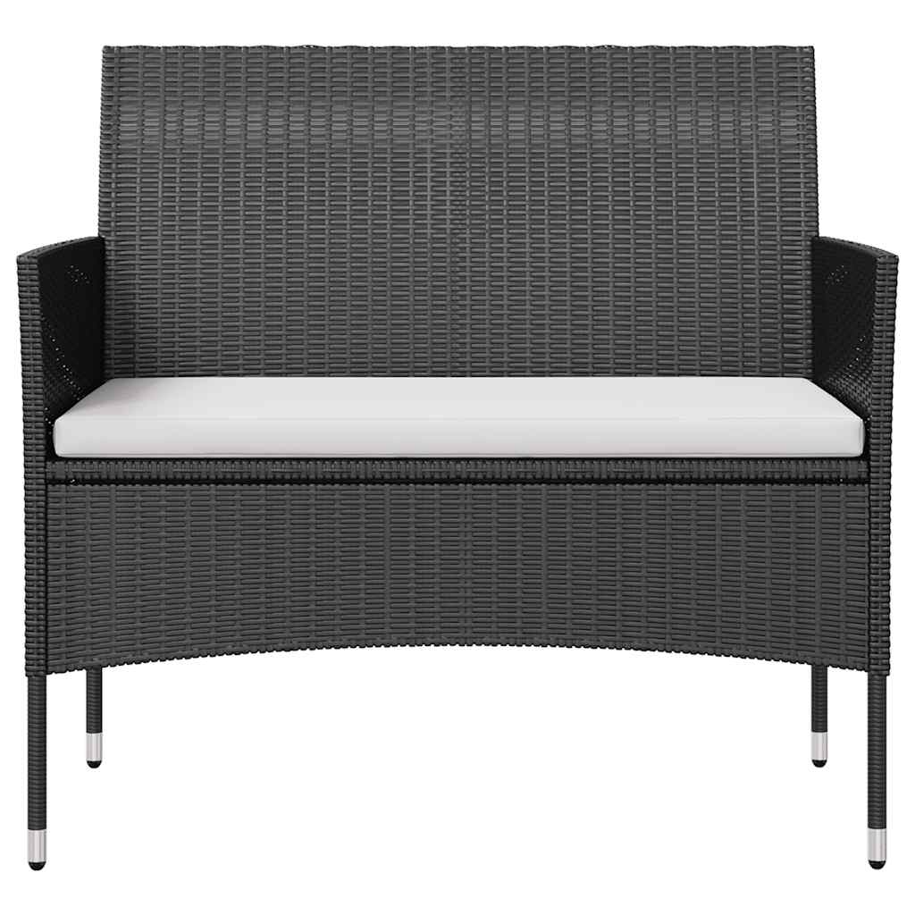 loungesæt til haven 8 dele med hynder polyrattan sort