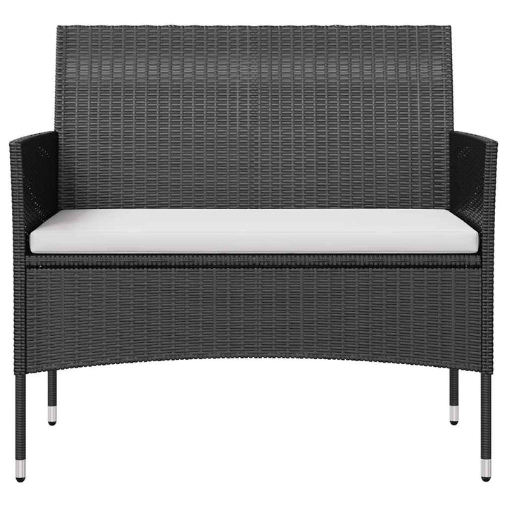 loungesæt til haven 8 dele med hynder polyrattan sort