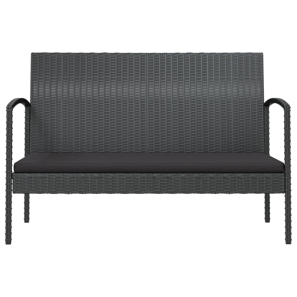 loungesæt til haven 8 dele med hynder polyrattan sort