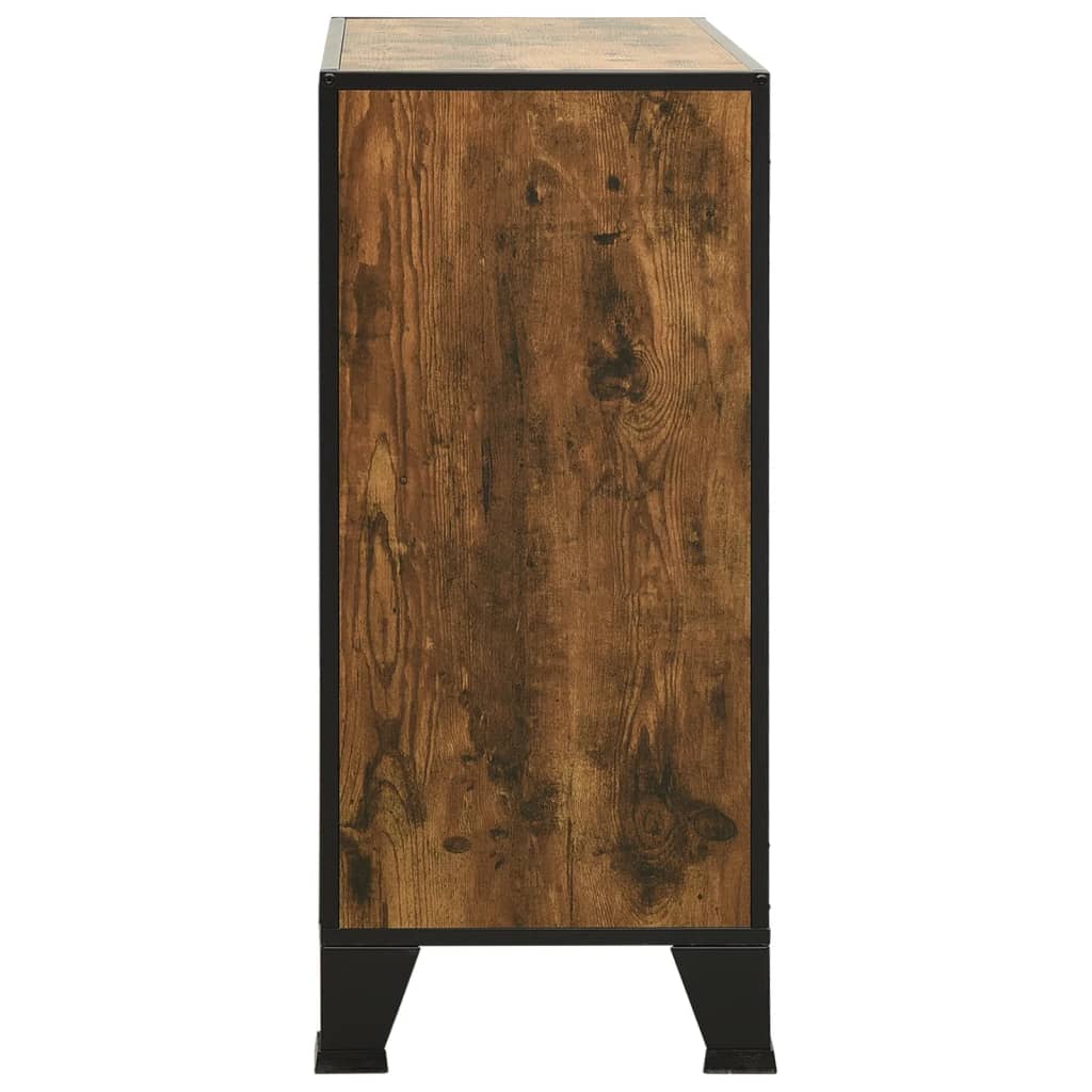 opbevaringsskabe 2 stk. 72x36x82 cm metal og MDF rustikbrun