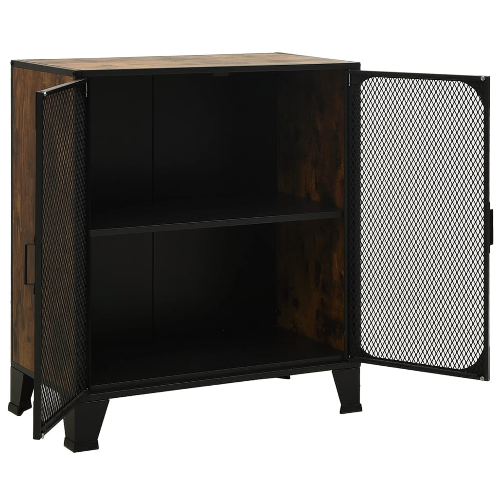 opbevaringsskabe 2 stk. 72x36x82 cm metal og MDF rustikbrun