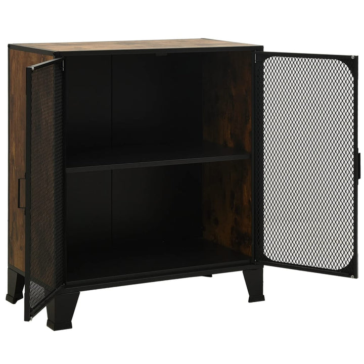 opbevaringsskabe 2 stk. 72x36x82 cm metal og MDF rustikbrun