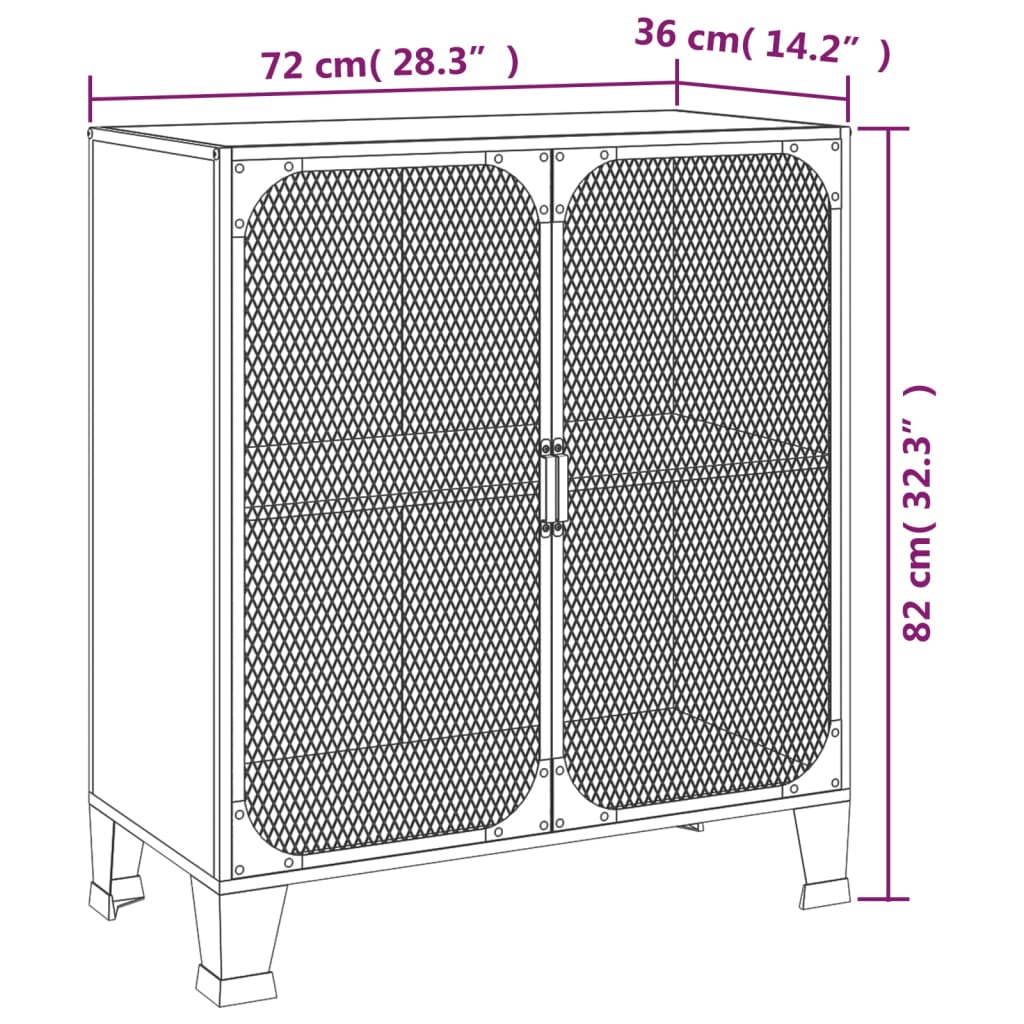 opbevaringsskabe 2 stk. 72x36x82 cm metal og MDF rustikbrun