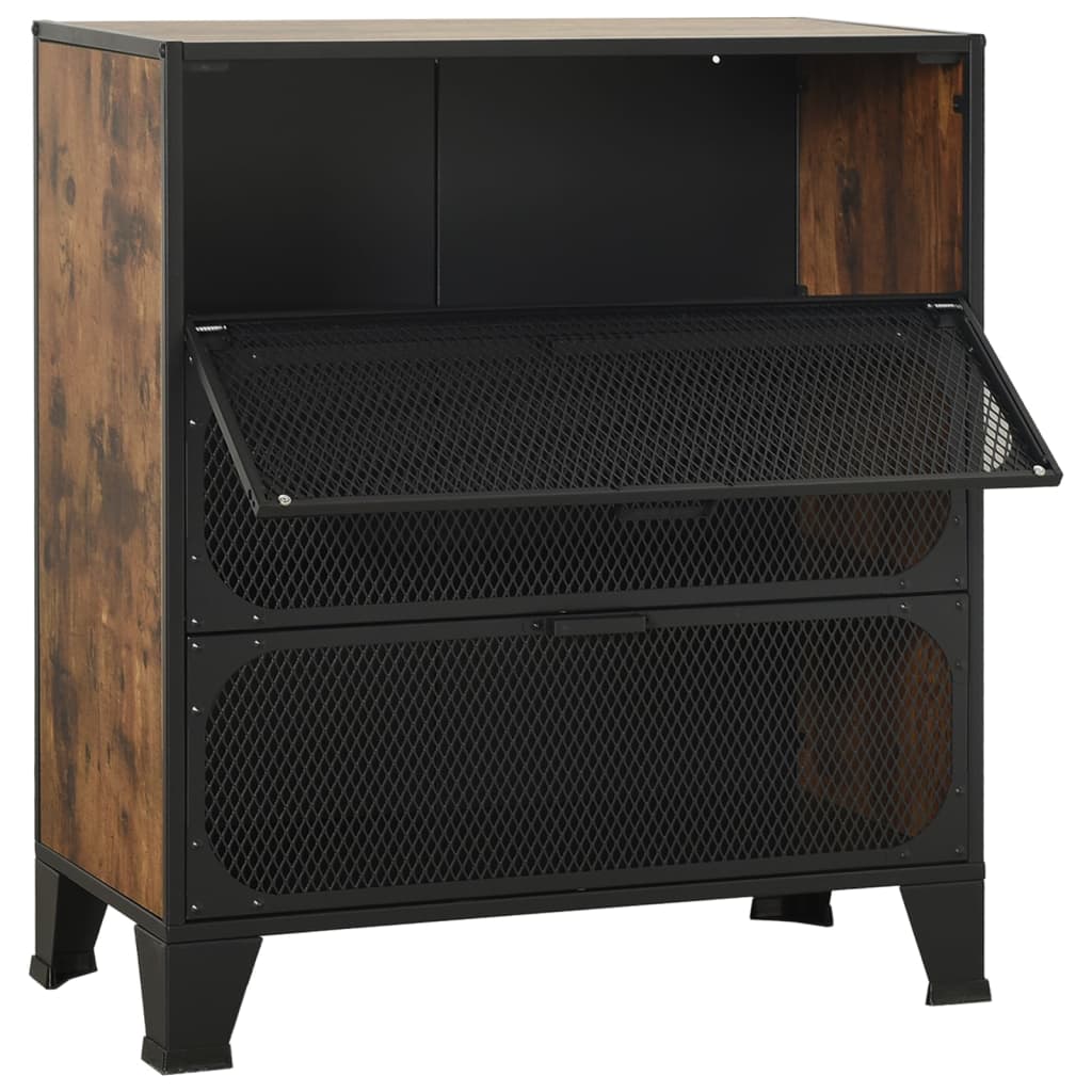 opbevaringsskabe 2 stk. 72x36x82 cm metal og MDF rustikbrun