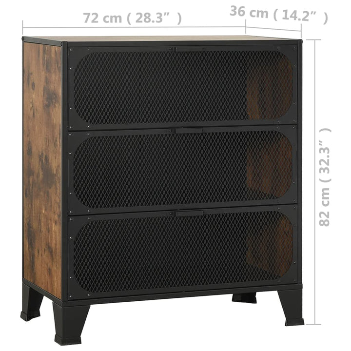 opbevaringsskabe 2 stk. 72x36x82 cm metal og MDF rustikbrun