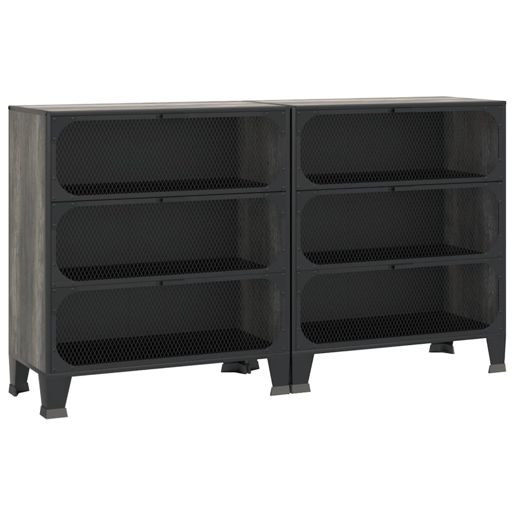 opbevaringsskabe 2 stk. 72x36x82 cm metal og MDF grå