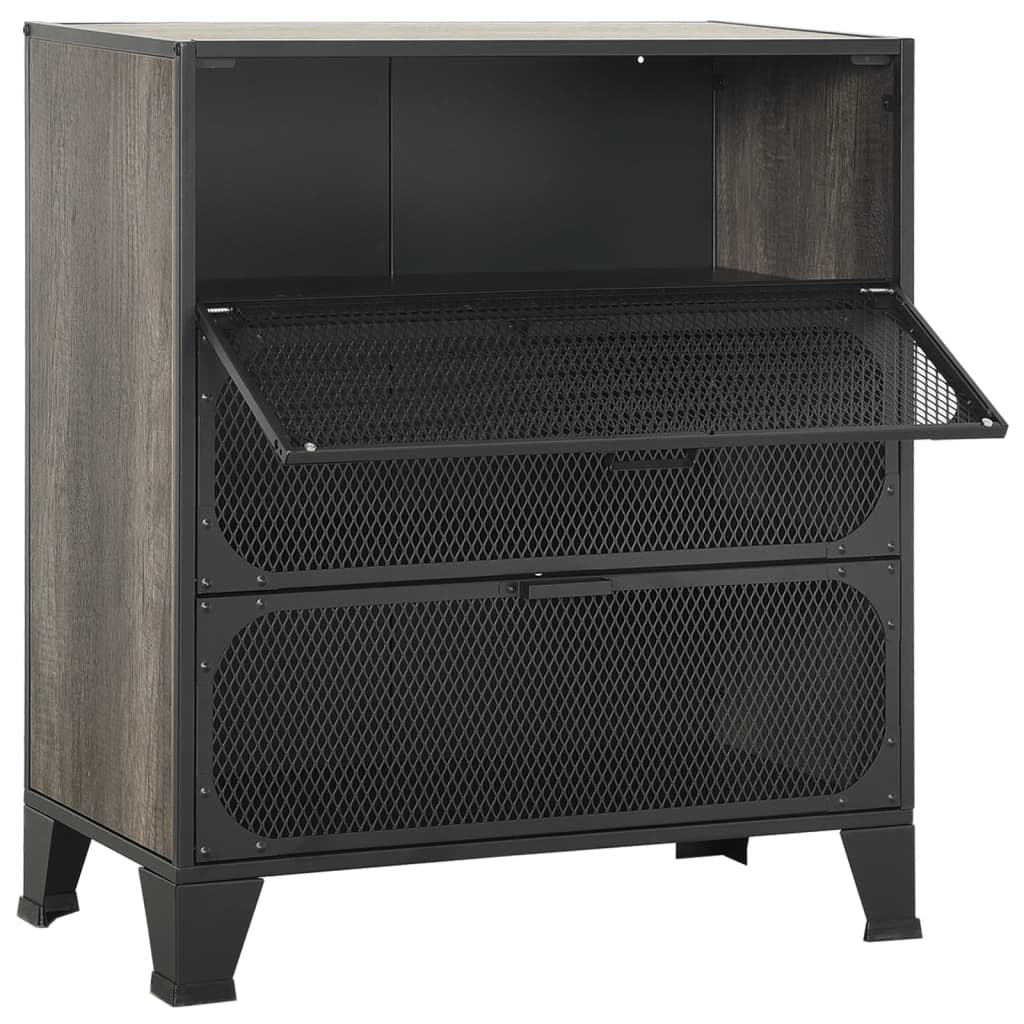 opbevaringsskabe 2 stk. 72x36x82 cm metal og MDF grå