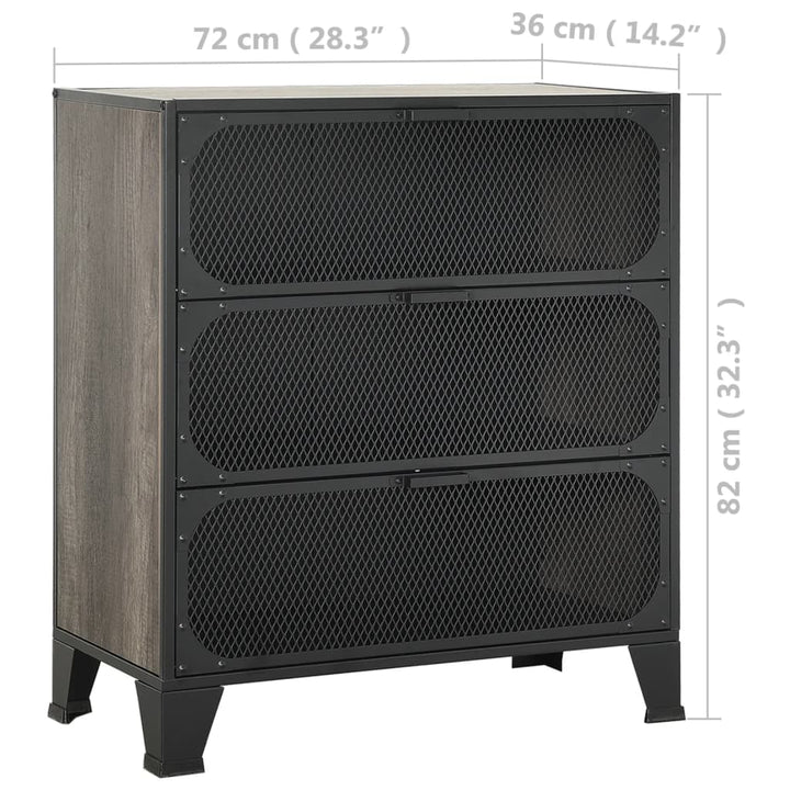 opbevaringsskabe 2 stk. 72x36x82 cm metal og MDF grå