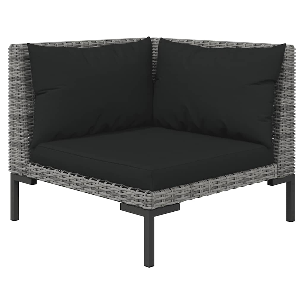 moduler til havesofa 2 stk. med hynder halvrundt polyrattan