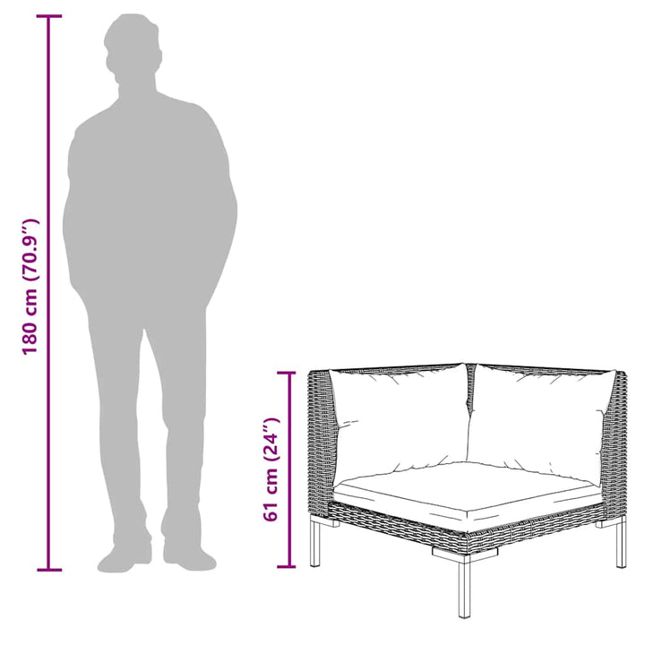 moduler til havesofa 2 stk. med hynder halvrundt polyrattan