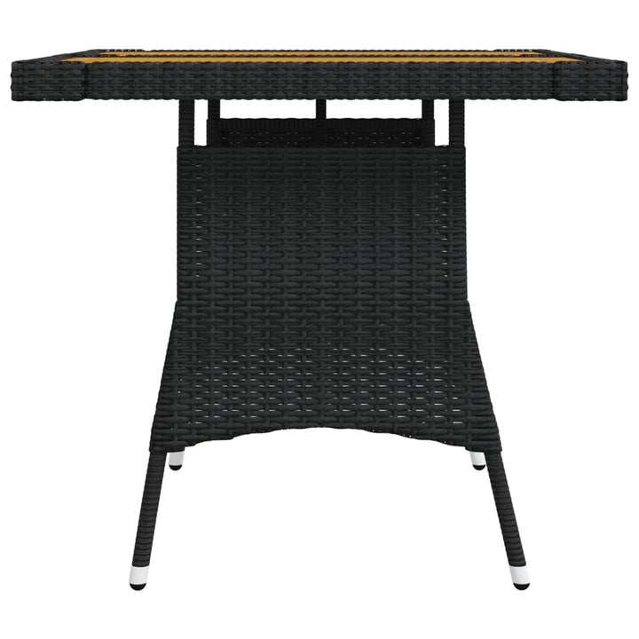 havebord 70x70x72 cm polyrattan og massivt akacietræ sort