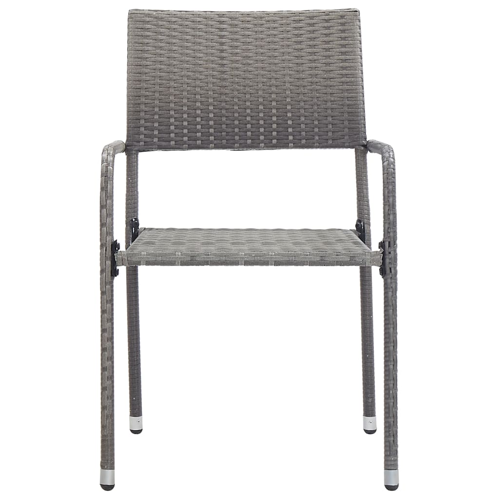 havestole 2 stk. stabelbare polyrattan grå