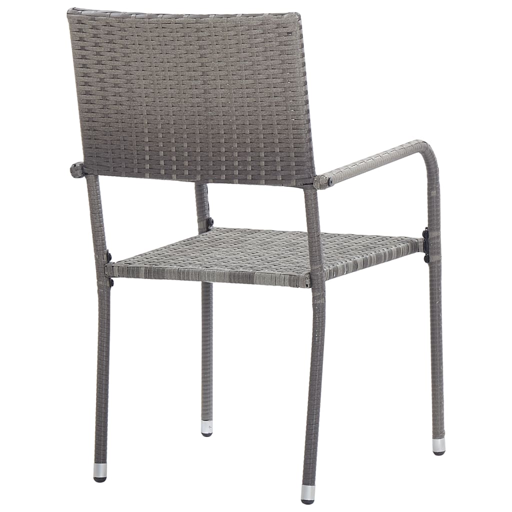 havestole 2 stk. stabelbare polyrattan grå