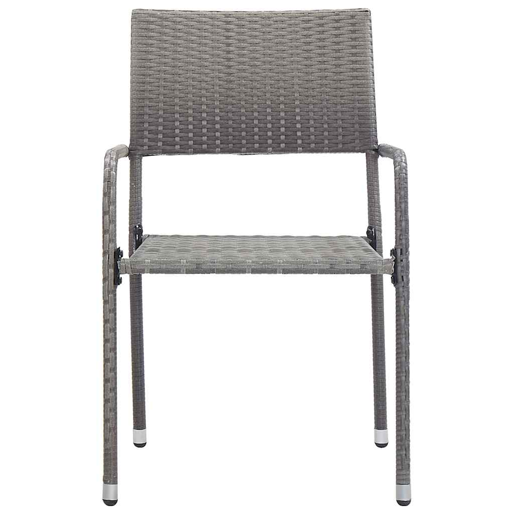 havestole 4 stk. stabelbare polyrattan grå