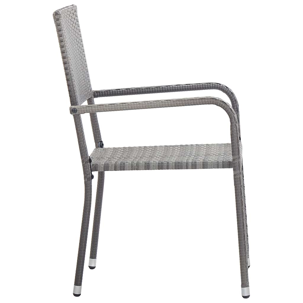 havestole 4 stk. stabelbare polyrattan grå