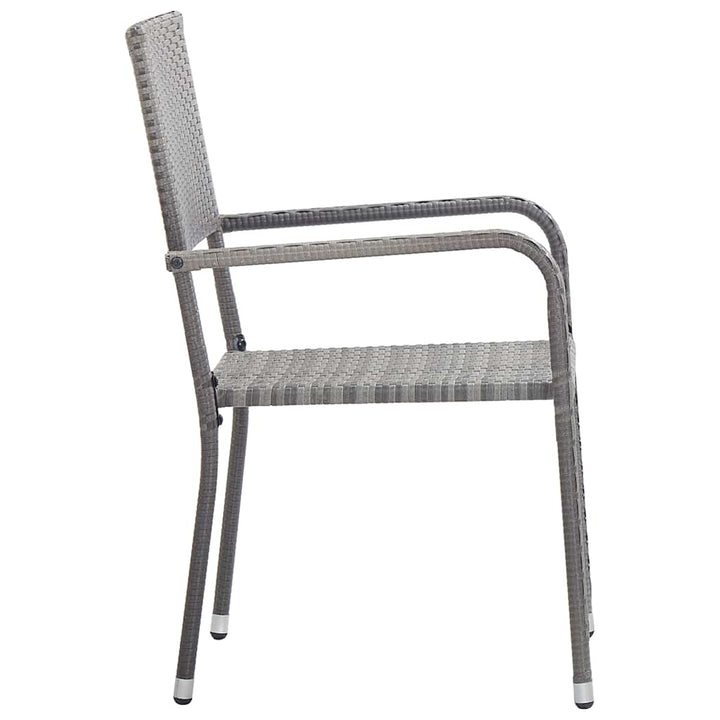 havestole 4 stk. stabelbare polyrattan grå