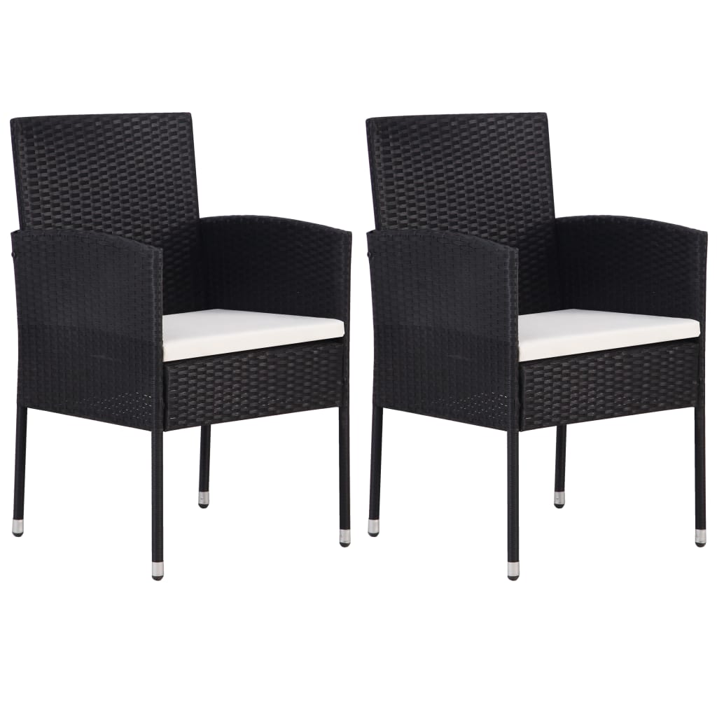 havestole 2 stk. cremehvide hynder polyrattan sort