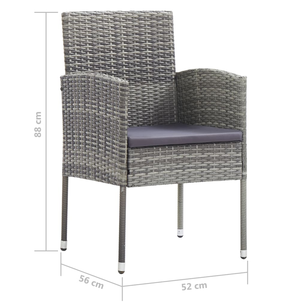 havestole 2 stk. mørkegrå hynder polyrattan grå