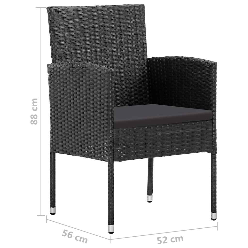 havestole 2 stk. sorte hynder polyrattan sort