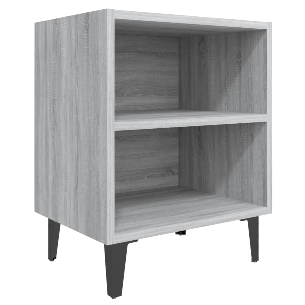 sengebord med metalben 40x30x50 cm grå sonoma-eg