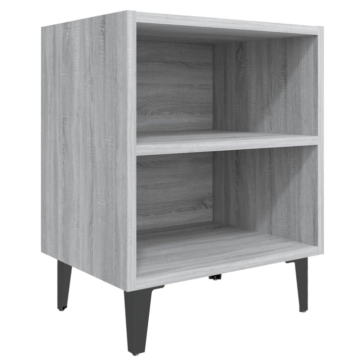 sengebord med metalben 40x30x50 cm grå sonoma-eg