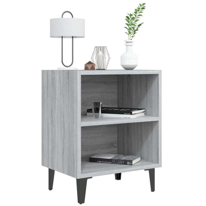sengebord med metalben 40x30x50 cm grå sonoma-eg