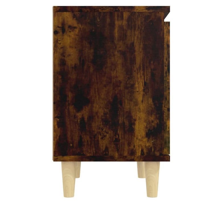 sengeborde 2 stk. med massive træben 40x30x50 cm røget egetræ
