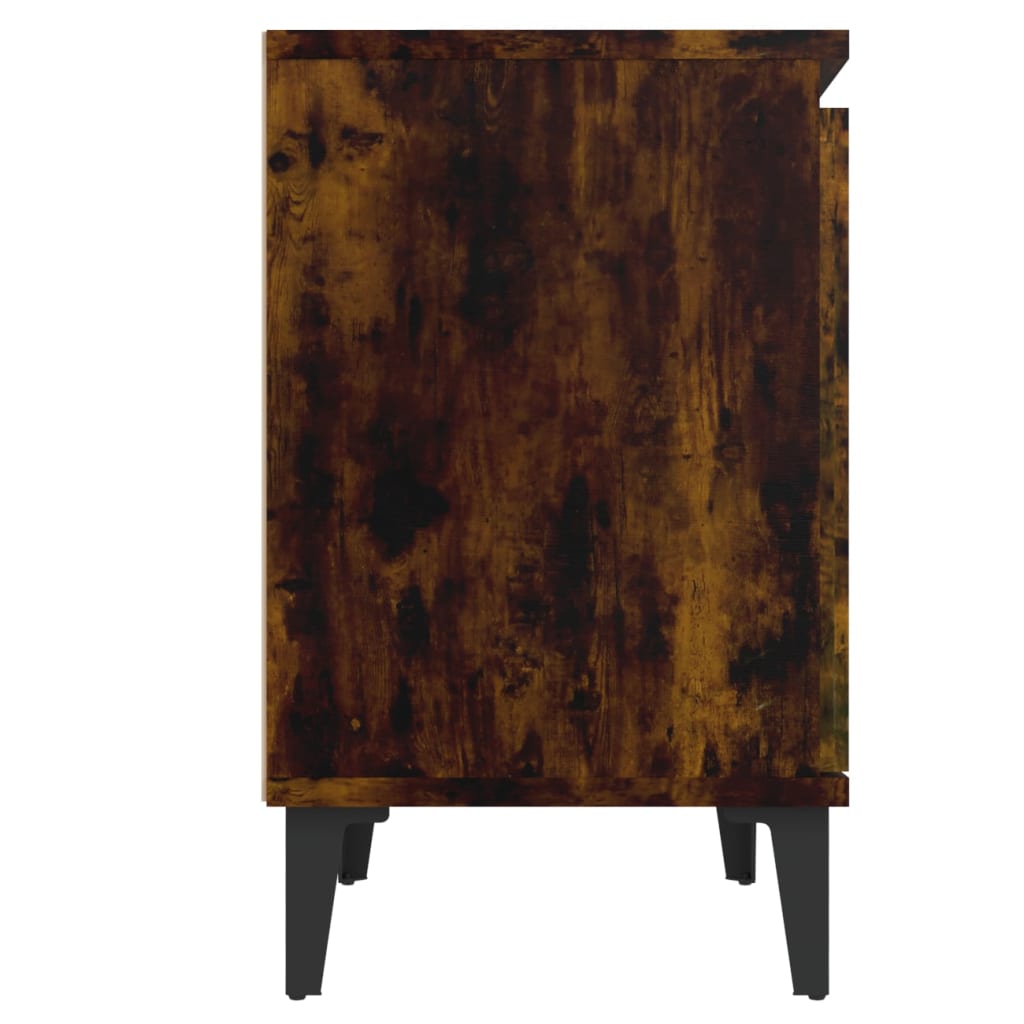 sengeborde med metalben 40x30x50 cm røget egetræsfarve