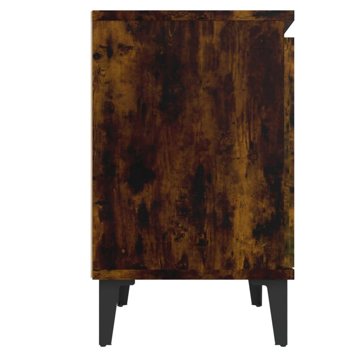 sengeborde med metalben 40x30x50 cm røget egetræsfarve