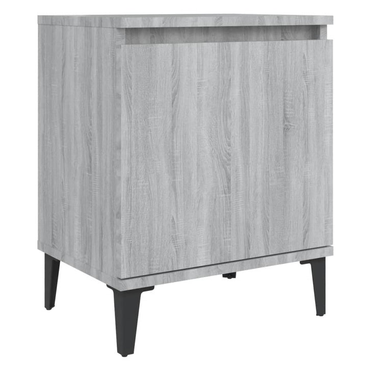sengebord med metalben 40x30x50 cm grå sonoma-eg