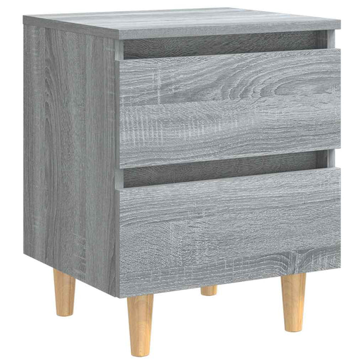 sengebord med massive træben 40x35x50 cm grå sonoma-eg
