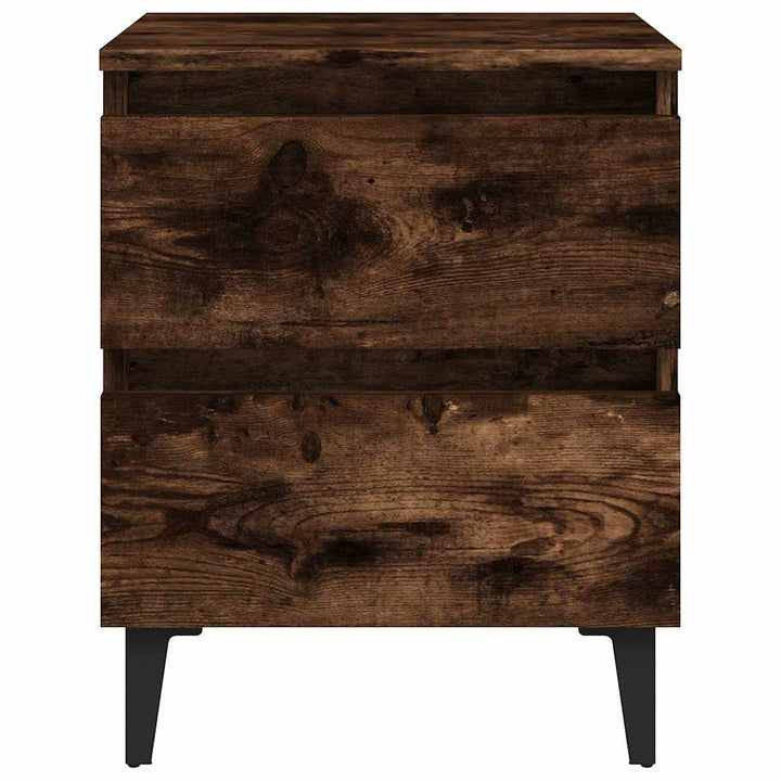 sengebord med metalben 40x35x50 cm røget egetræsfarve
