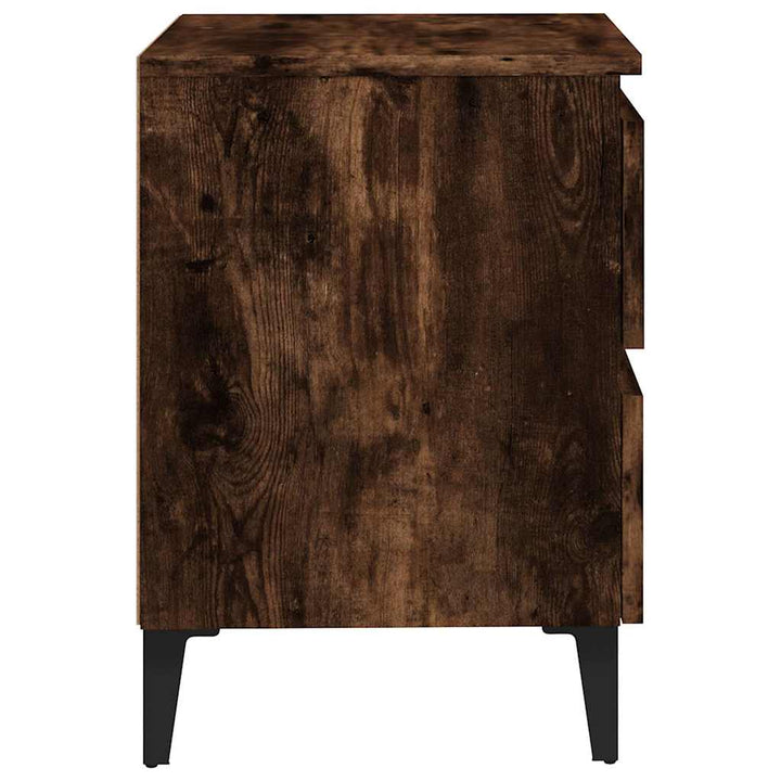 sengebord med metalben 40x35x50 cm røget egetræsfarve