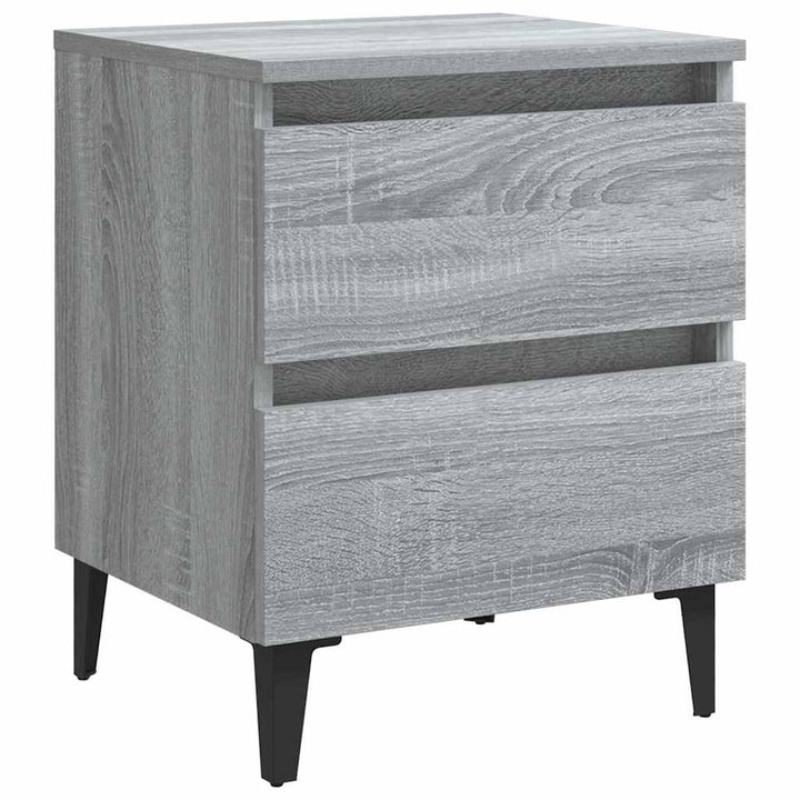 sengebord med metalben 40x35x50 cm grå sonoma-eg